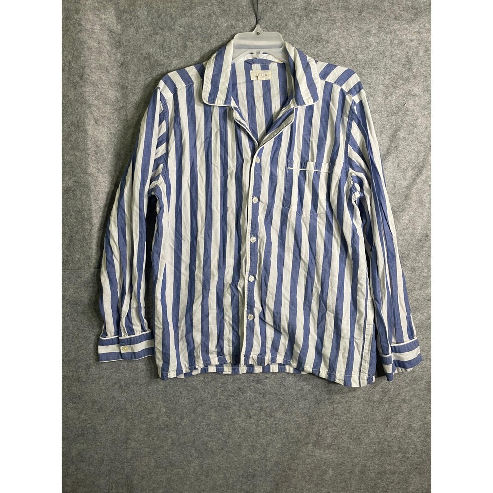 J.Crew Girls Blue White Striped Pajama Top Button Down Sleep Shirt Medium